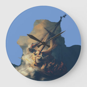 Grande Horloge Ronde Tempête sur la mer de Galilée par Rembrandt Art