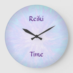 Grande Horloge Ronde Temps bleu-clair de Reiki