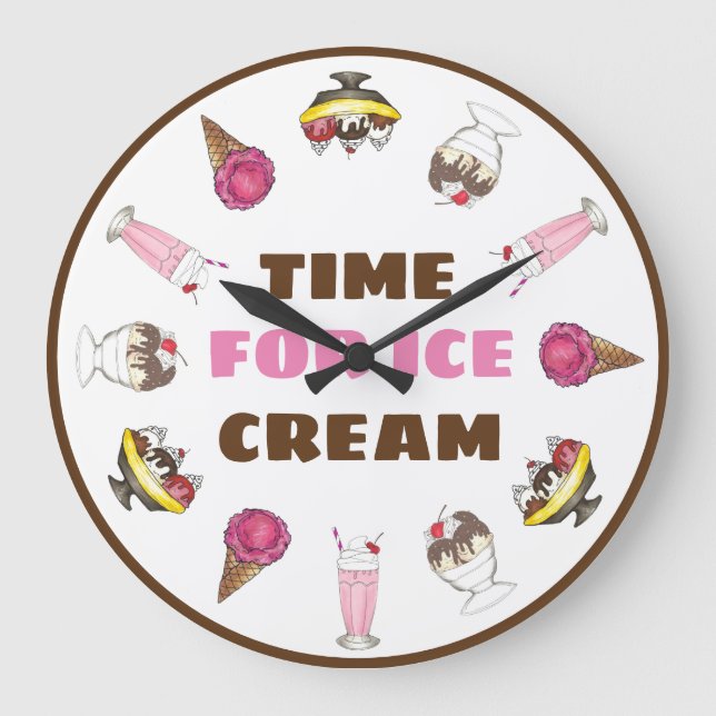 Grande Horloge Ronde Temps de crème glacée Sundae Milkshake Banana Spli (Recto)