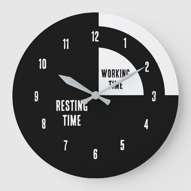 Grande Horloge Ronde Temps de repos / Temps de travail Drôle (Recto)