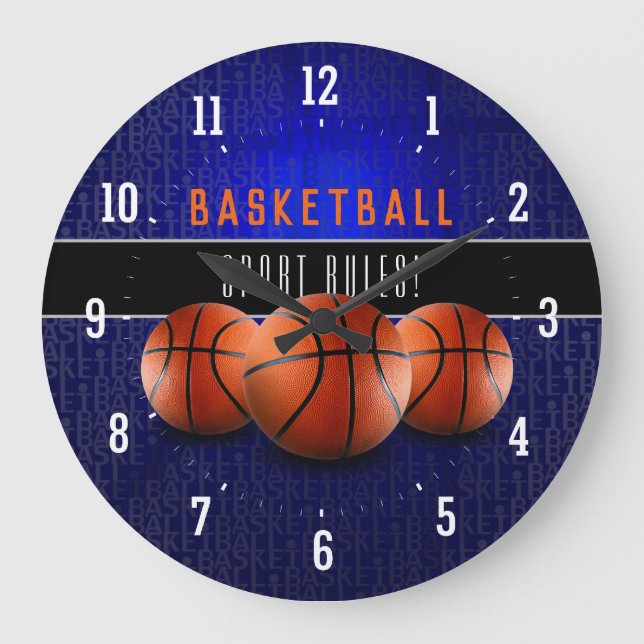 Grande Horloge Ronde Temps du joueur de basket | pour le sport (Recto)