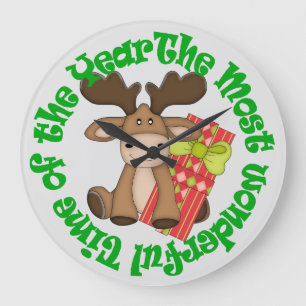 Grande Horloge Ronde Temps merveilleux Moose Holiday