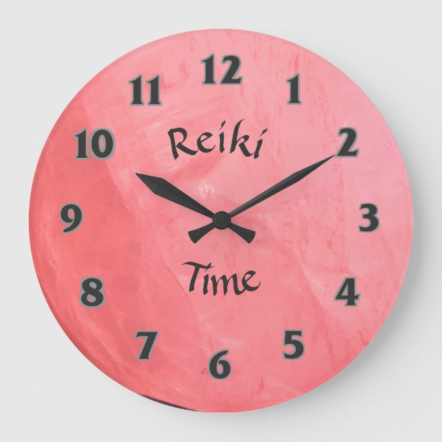 Grande Horloge Ronde Temps Reiki de Quartz rose (Recto)
