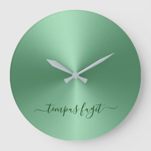 Grande Horloge Ronde Tempus Fugit Emerald Green Metallic Style acryliqu