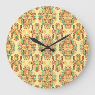 Grande Horloge Ronde Tendance ethnique Vintage : Carrelage sans fil boh