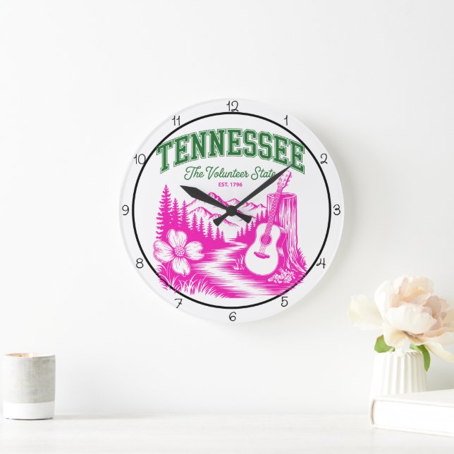 Grande Horloge Ronde Tennessee Volunteer State Guitar (Maison)