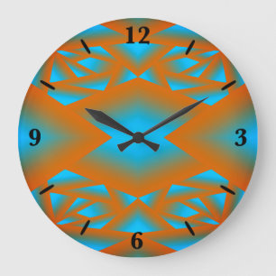 Grande Horloge Ronde Tequila Sunrise Ombre Art Abstrait géométrique
