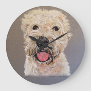 Grande Horloge Ronde Terrier blond comme les blés doucement enduit