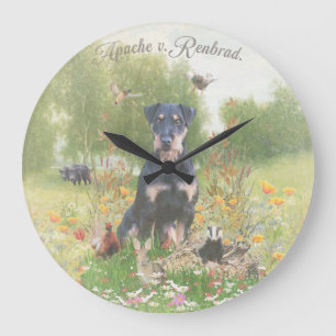 Grande Horloge Ronde Terrier de chasse allemand (Jagdterrier) Autocolla