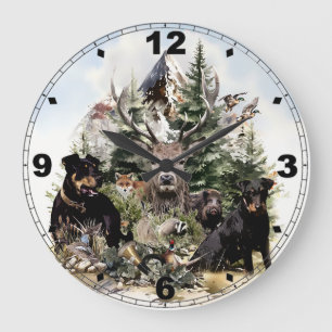 Grande Horloge Ronde Terriers allemands de chasse