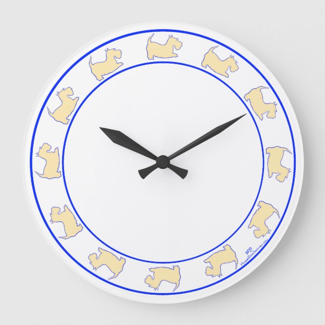 Grande Horloge Ronde Terriers écossais blonds comme les blés (Recto)