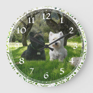 Grande Horloge Ronde Terriers écossais et West Highland Greenwood