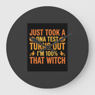 Grande Horloge Ronde Test ADN de sorcière d'Halloween Design drôle