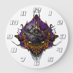 Grande Horloge Ronde Tête Alien - violet