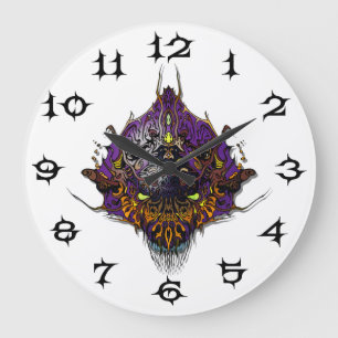 Grande Horloge Ronde Tête Alien - violet
