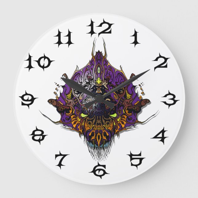 Grande Horloge Ronde Tête Alien - violet (Recto)