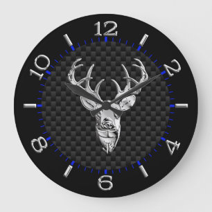 Grande Horloge Ronde Tête de cerfs communs sur la copie de style de