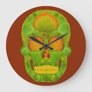 Grande Horloge Ronde Tête de feuille d'Aspen 10