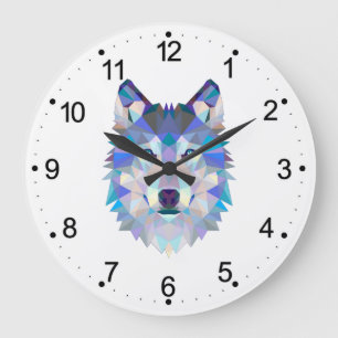 Grande Horloge Ronde Tête de loup polygonale géométrique