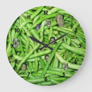 Grande Horloge Ronde Têtes de haricot vert