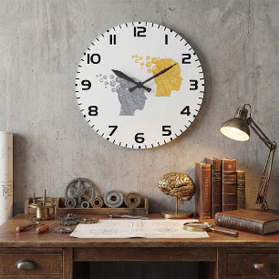 Grande Horloge Ronde Têtes de roue dentée de puissance cérébrale Steamp