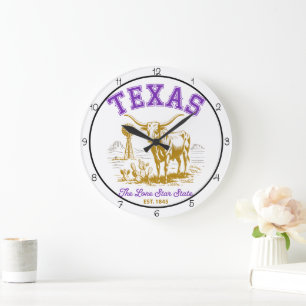 Grande Horloge Ronde Texas Lone Star State Longhorn