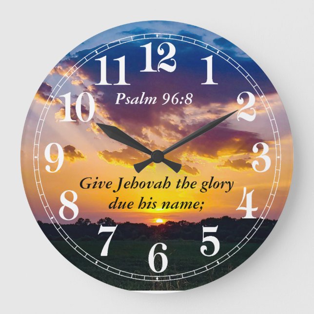 Grande Horloge Ronde Texte biblique Psaume 96:8a Pour 2025 (Recto)