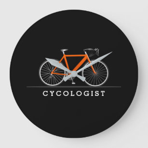 Grande Horloge Ronde Texte cycologue avec vélo orange