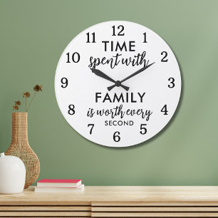 Grande Horloge Ronde Texte de citation sur le temps passé en famille en