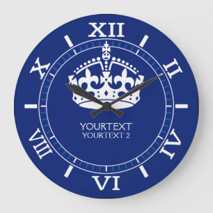 Grande Horloge Ronde Texte de couronne KEEP CALM personnalisé Cadran de