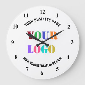 Grande Horloge Ronde Texte de logo d'entreprise personnalisé Exemple d'