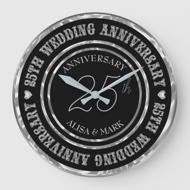 Grande Horloge Ronde Texte Diamants 25e Anniversaire (Recto)