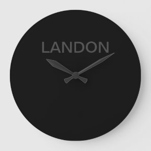 Grande Horloge Ronde Texte modifiable moderne   Gris foncé et noir
