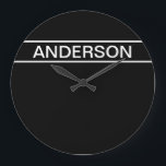 Grande Horloge Ronde Texte personnalisable | Bold Modern Black & White<br><div class="desc">Un look contemporain audacieux.</div>