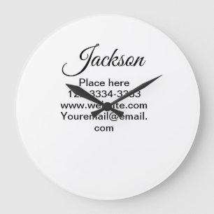 Grande Horloge Ronde Texte simple minimal ajoutez votre nom lieu ville