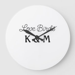 Grande Horloge Ronde texte simple minimal ajoutez votre nom oiseaux de