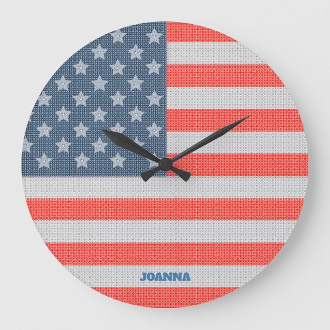 Grande Horloge Ronde Texture de American Flag (Recto)