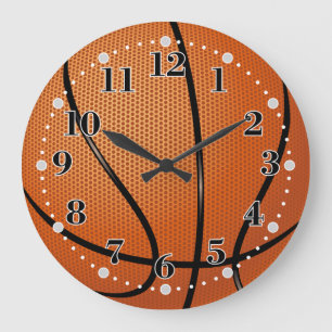 Grande Horloge Ronde Texture de basket-ball   Sport