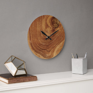 Grande Horloge Ronde Texture de bois de teck rustique en bois photograp
