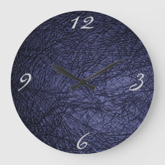 Grande Horloge Ronde texture de cuir de bleu marine