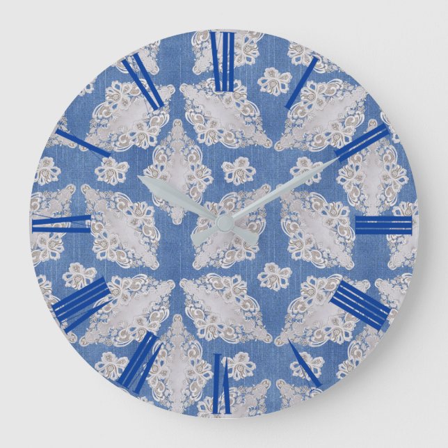 Grande Horloge Ronde Texture de Denim avec Motif de répétition de dente (Recto)