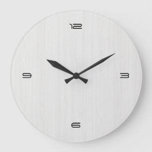 Grande Horloge Ronde Texture du grain de bois blanc