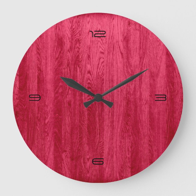 Grande Horloge Ronde Texture en bois rouge de grain (Recto)