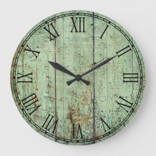 Grande Horloge Ronde Texture en bois rustique