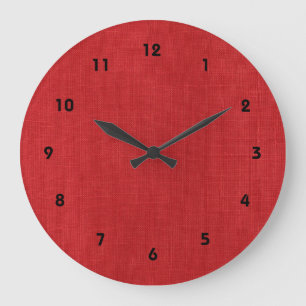 Grande Horloge Ronde Texture en lin rouge