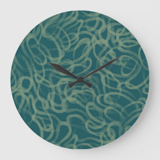Grande Horloge Ronde Texture étouffée complexe, abstraite turquoise