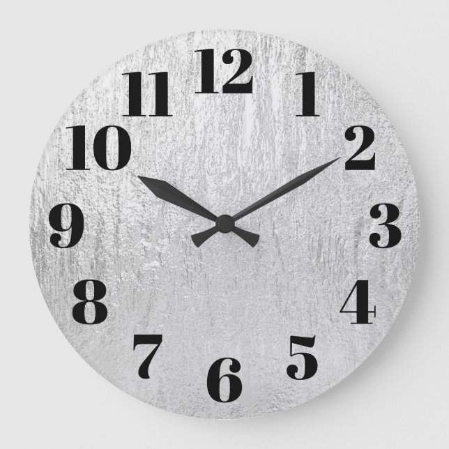 Grande Horloge Ronde Texture Glam Argent Clair (Recto)