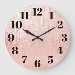 Grande Horloge Ronde Texture Glam Or Rose Pâle