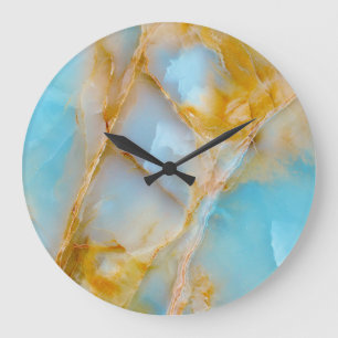 Grande Horloge Ronde Texture marbré, intérieur onyx coloré.