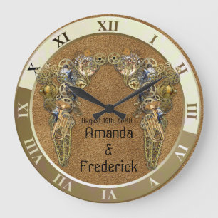 Grande Horloge Ronde Texture méridionale avec Steampunk Sculptures